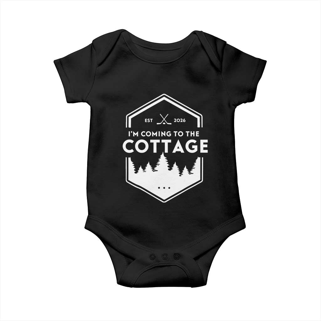 I'm Coming to the Cottage Baby Onesie Rustic Outdoor Retro Forest Hockey Romance TS02 Black Print Your Wear