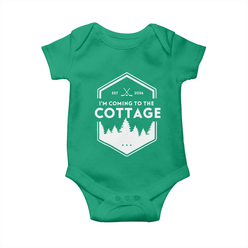 I'm Coming to the Cottage Baby Onesie Rustic Outdoor Retro Forest Hockey Romance TS02 Irish Green Print Your Wear
