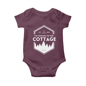 I'm Coming to the Cottage Baby Onesie Rustic Outdoor Retro Forest Hockey Romance TS02 Maroon Print Your Wear