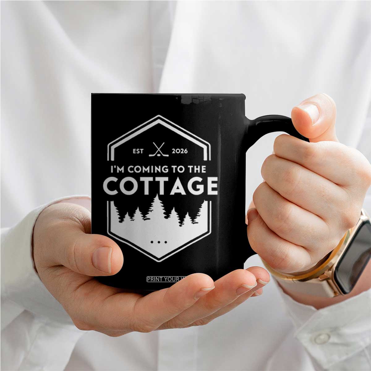 I'm Coming to the Cottage Coffee Mug Rustic Outdoor Retro Forest Hockey Romance TS02 Print Your Wear