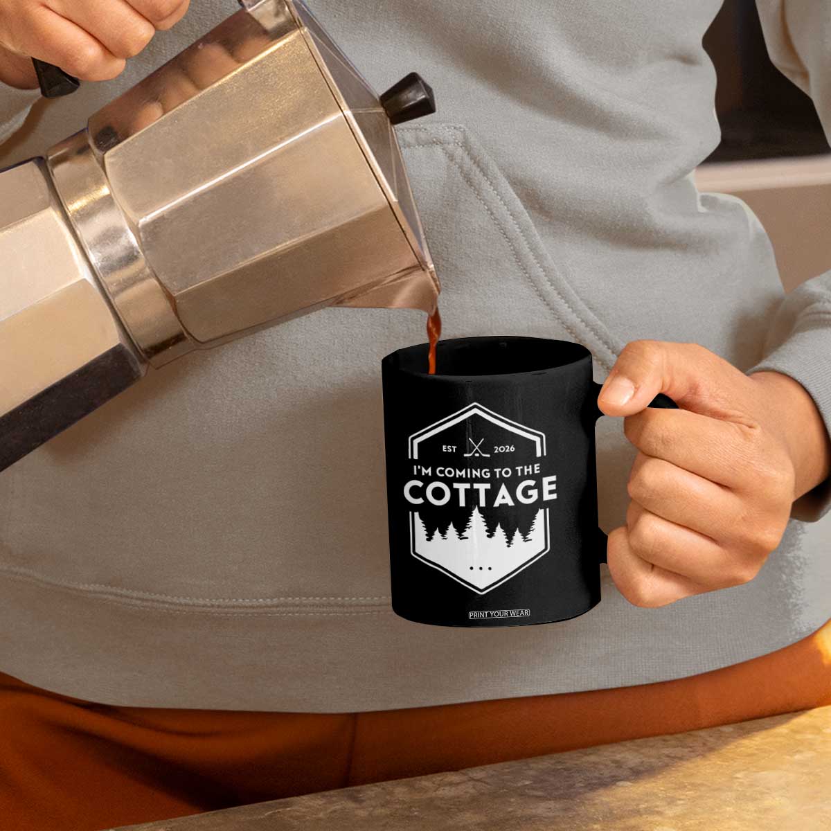 I'm Coming to the Cottage Coffee Mug Rustic Outdoor Retro Forest Hockey Romance TS02 Print Your Wear