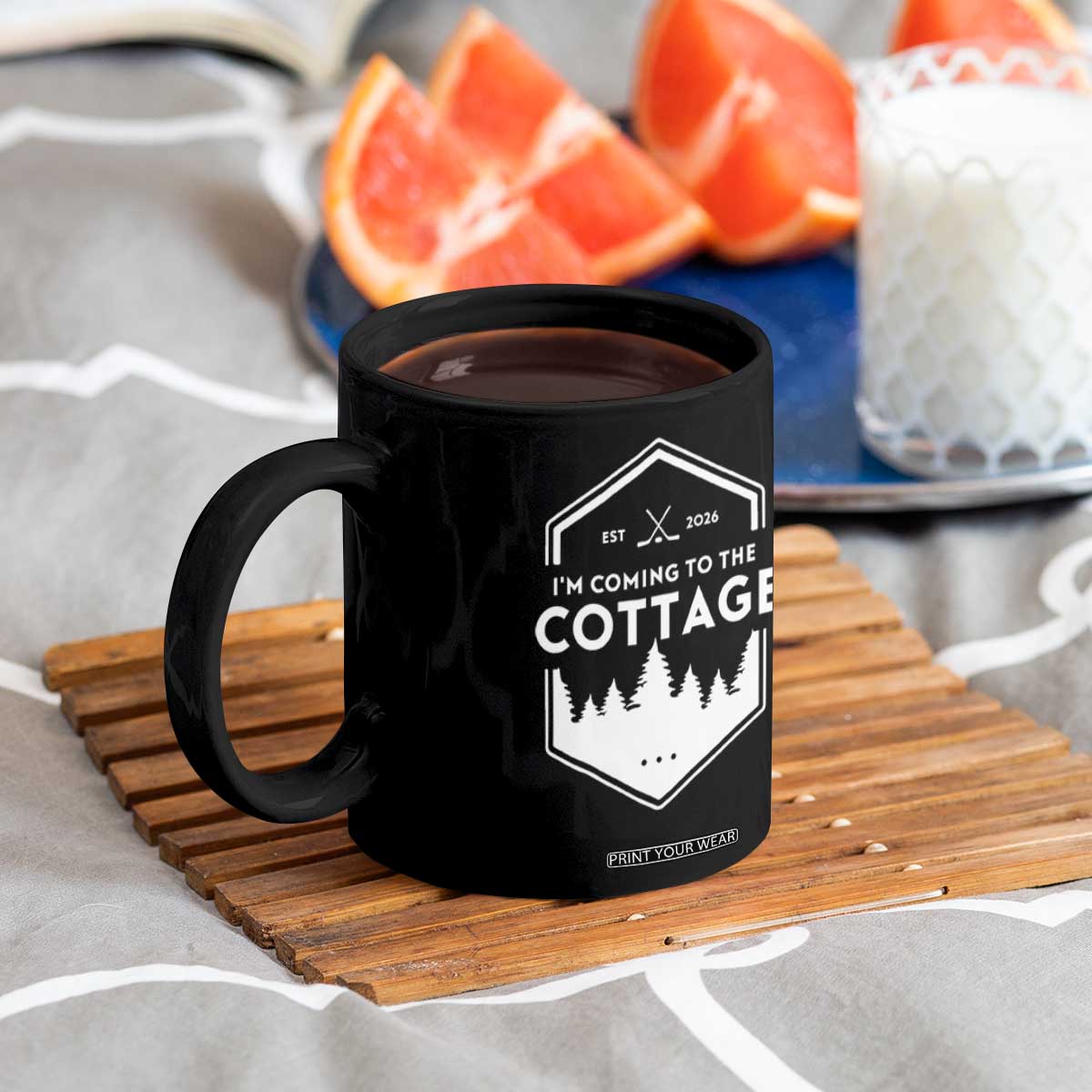 I'm Coming to the Cottage Coffee Mug Rustic Outdoor Retro Forest Hockey Romance TS02 Print Your Wear