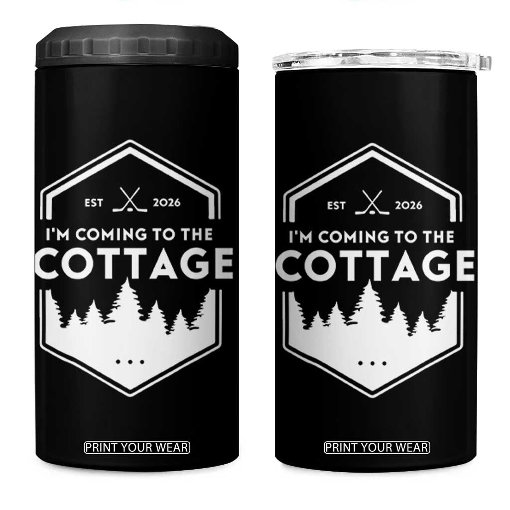 I'm Coming to the Cottage 4 in 1 Can Cooler Tumbler Rustic Outdoor Retro Forest Hockey Romance TS02 One Size: 16 oz Black Print Your Wear