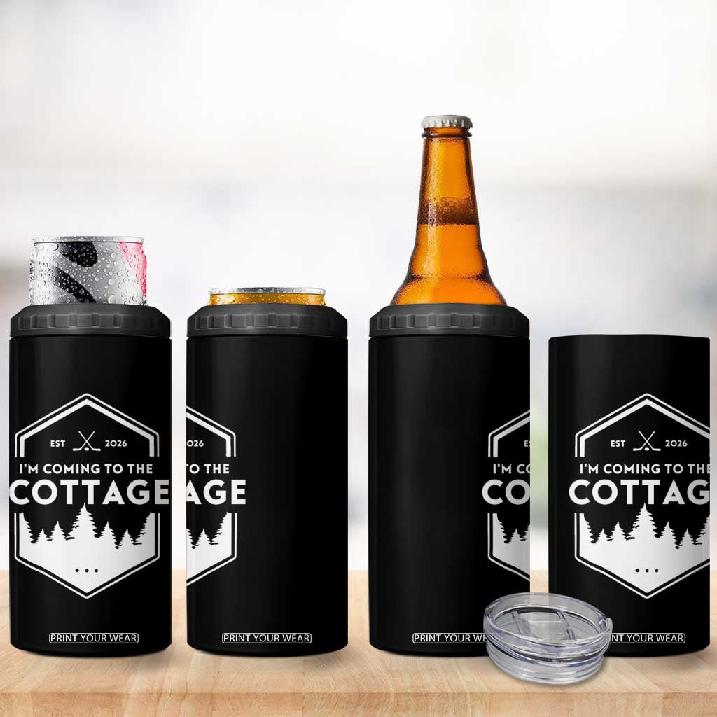 I'm Coming to the Cottage 4 in 1 Can Cooler Tumbler Rustic Outdoor Retro Forest Hockey Romance TS02 Print Your Wear