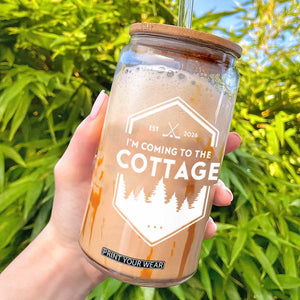 I'm Coming to the Cottage Glass Can Rustic Outdoor Retro Forest Hockey Romance TS02 Black Print Your Wear