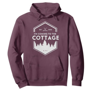 I'm Coming to the Cottage Hoodie Rustic Outdoor Retro Forest Hockey Romance TS02 Maroon Print Your Wear