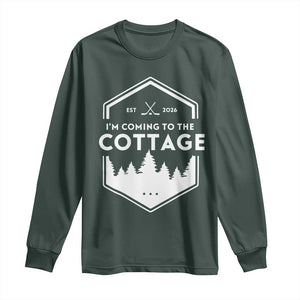 I'm Coming to the Cottage Long Sleeve Shirt Rustic Outdoor Retro Forest Hockey Romance TS02 Dark Forest Green Print Your Wear