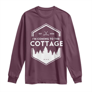 I'm Coming to the Cottage Long Sleeve Shirt Rustic Outdoor Retro Forest Hockey Romance TS02 Maroon Print Your Wear