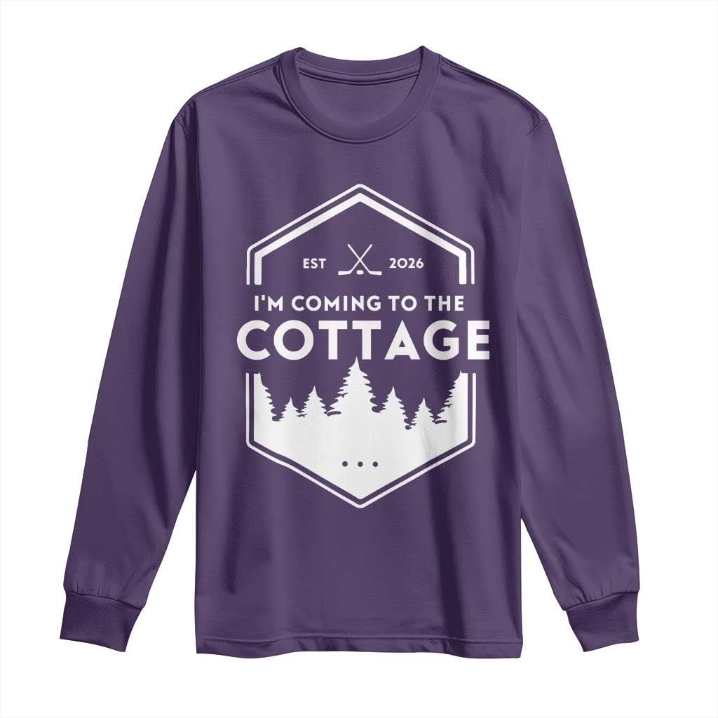 I'm Coming to the Cottage Long Sleeve Shirt Rustic Outdoor Retro Forest Hockey Romance TS02 Purple Print Your Wear