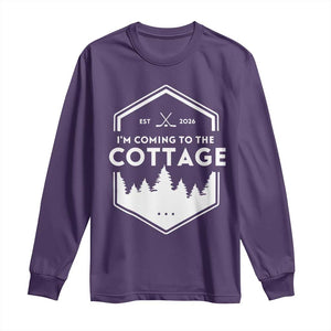 I'm Coming to the Cottage Long Sleeve Shirt Rustic Outdoor Retro Forest Hockey Romance TS02 Purple Print Your Wear
