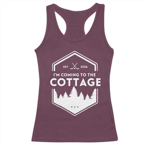 I'm Coming to the Cottage Racerback Tank Top - Rustic Outdoor Retro Forest Hockey Romance TS02 Maroon Print Your Wear