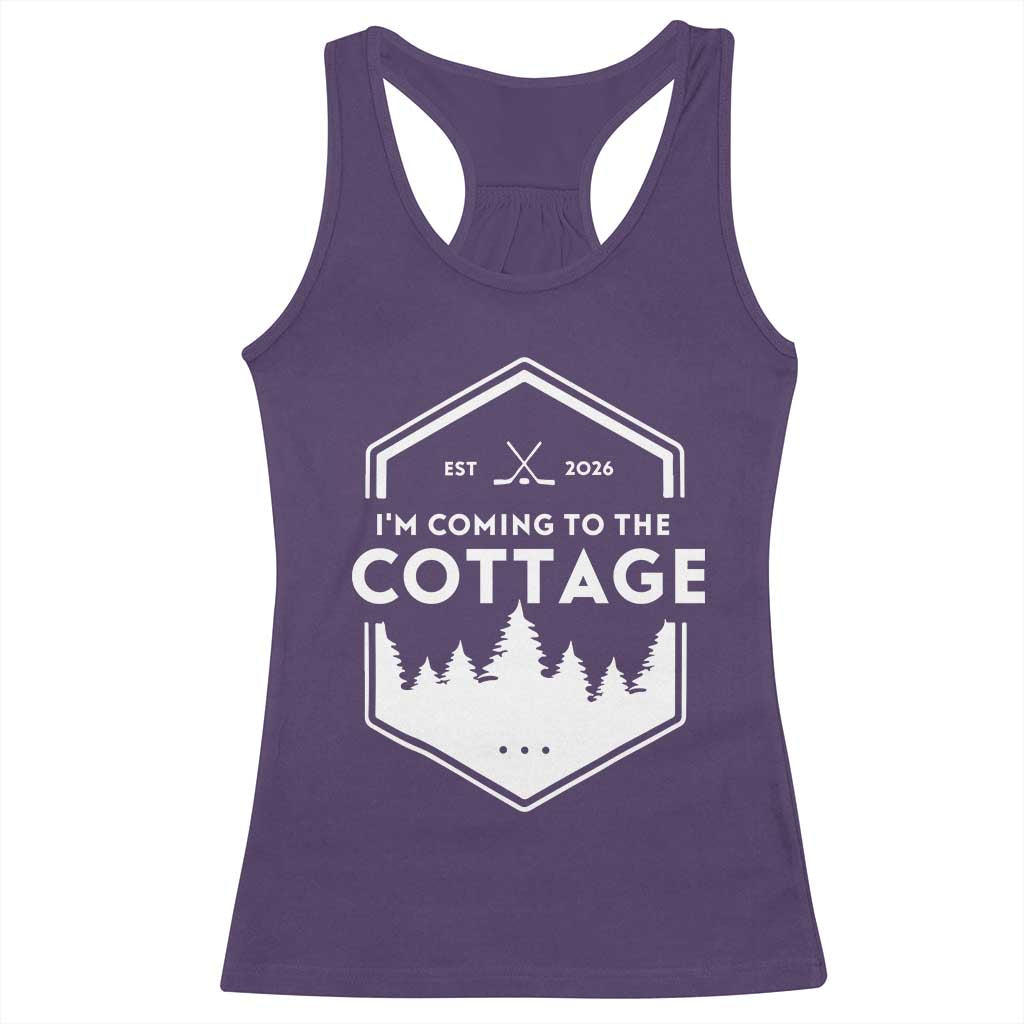 I'm Coming to the Cottage Racerback Tank Top - Rustic Outdoor Retro Forest Hockey Romance TS02 Purple Print Your Wear