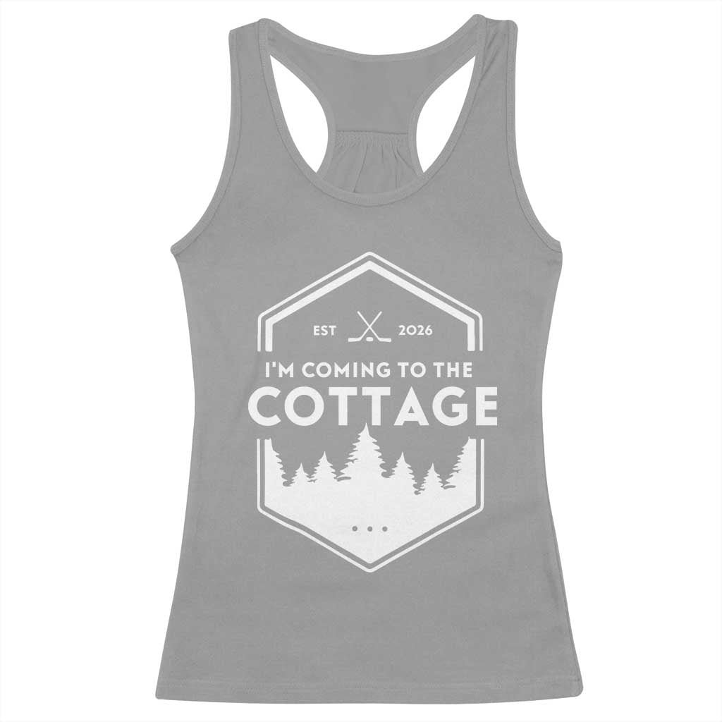 I'm Coming to the Cottage Racerback Tank Top - Rustic Outdoor Retro Forest Hockey Romance TS02 Sport Gray Print Your Wear
