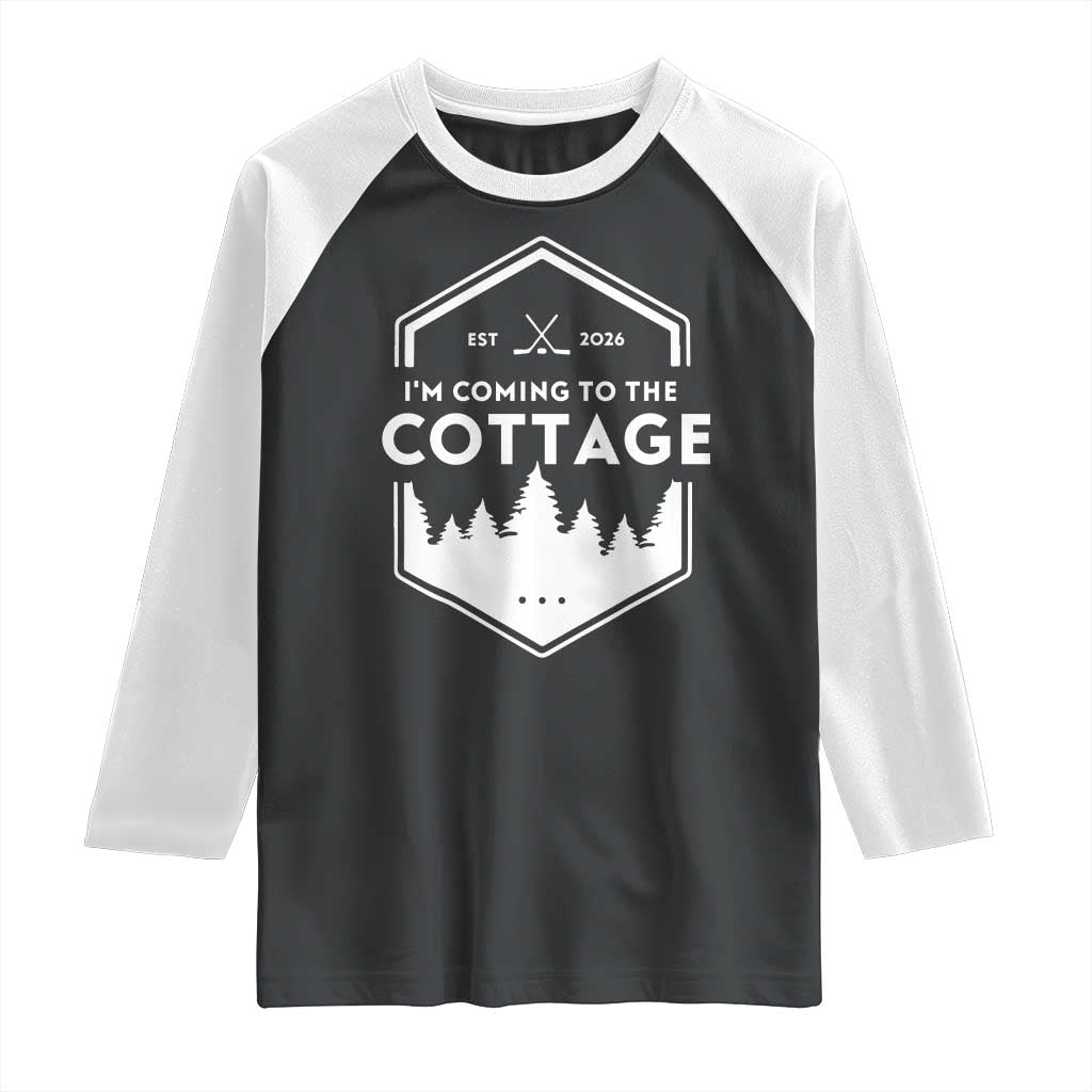 I'm Coming to the Cottage Raglan Shirt Rustic Outdoor Retro Forest Hockey Romance TS02 Black White Print Your Wear