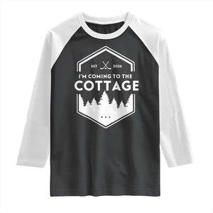 I'm Coming to the Cottage Raglan Shirt Rustic Outdoor Retro Forest Hockey Romance TS02 Black White Print Your Wear