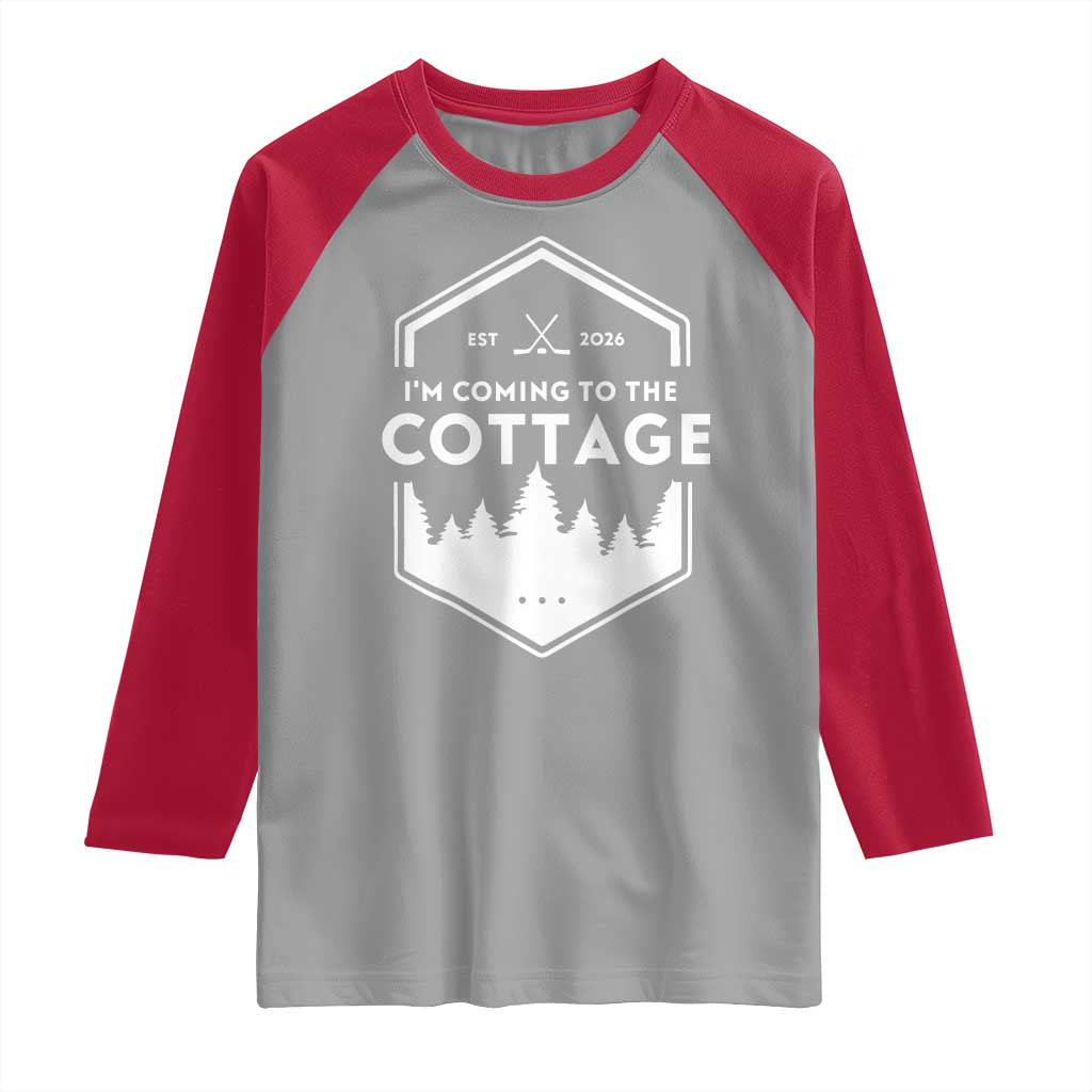 I'm Coming to the Cottage Raglan Shirt Rustic Outdoor Retro Forest Hockey Romance TS02 Sport Gray Red Print Your Wear