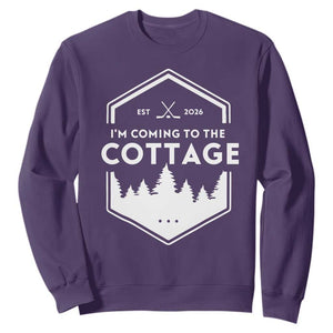 I'm Coming to the Cottage Sweatshirt Rustic Outdoor Retro Forest Hockey Romance TS02 Purple Print Your Wear