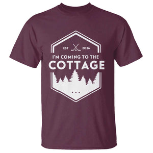 I'm Coming to the Cottage T Shirt - Rustic Outdoor Retro Forest Hockey Romance TS02 Maroon Print Your Wear