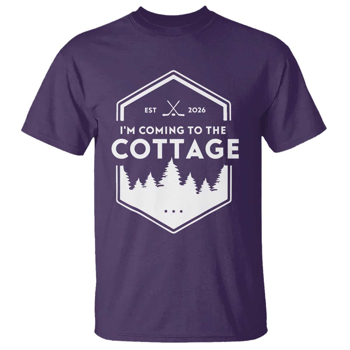 I'm Coming to the Cottage T Shirt - Rustic Outdoor Retro Forest Hockey Romance TS02 Purple Print Your Wear