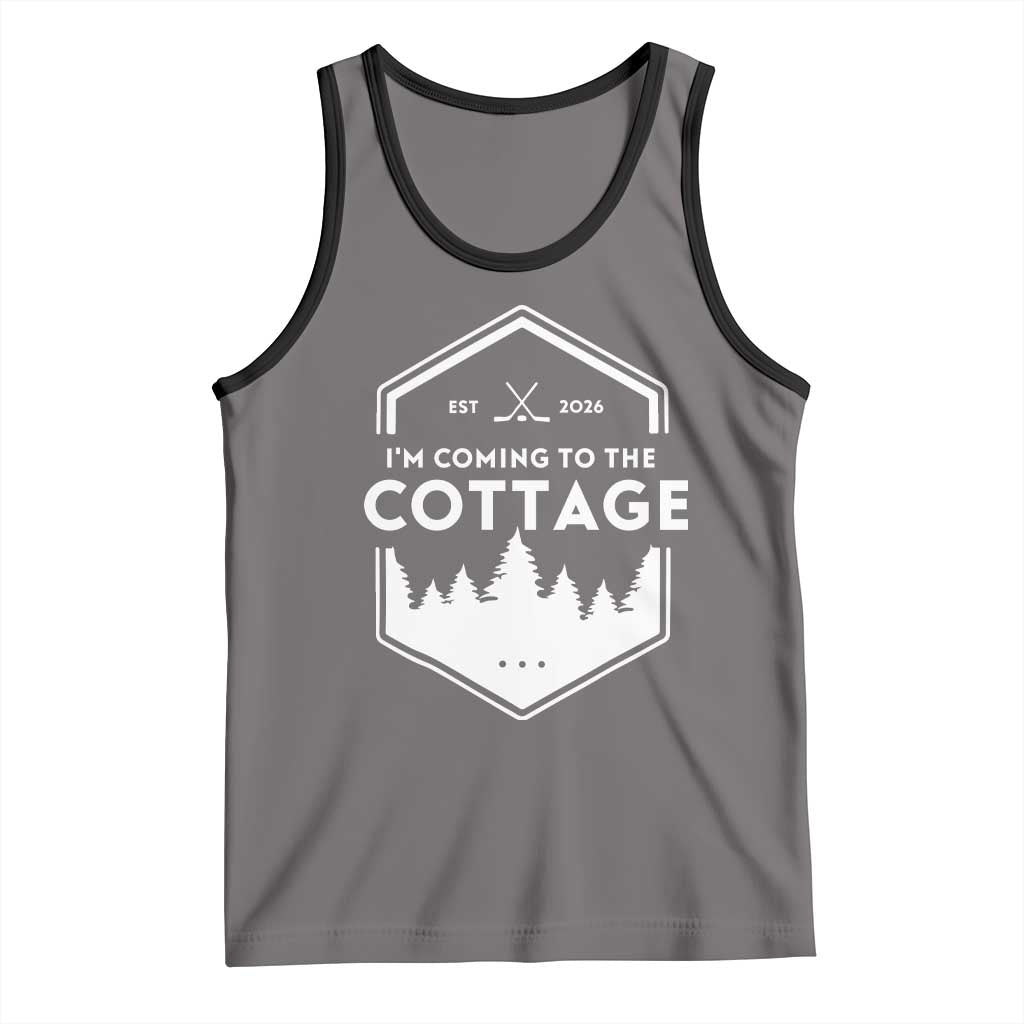 I'm Coming to the Cottage Tank Top Rustic Outdoor Retro Forest Hockey Romance TS02 Deep Heather Black Print Your Wear