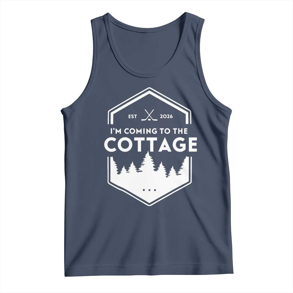 I'm Coming to the Cottage Tank Top Rustic Outdoor Retro Forest Hockey Romance TS02 Navy Print Your Wear