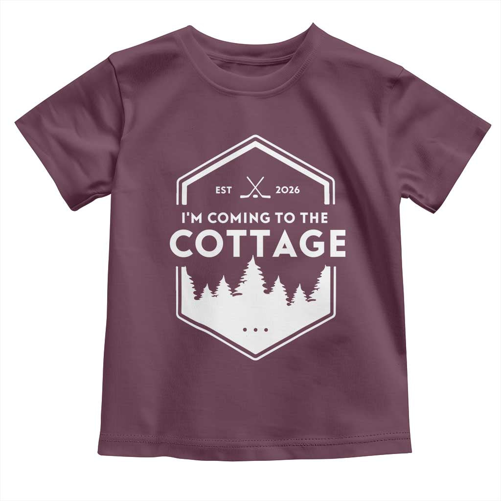 I'm Coming to the Cottage Toddler T Shirt Rustic Outdoor Retro Forest Hockey Romance TS02 Maroon Print Your Wear