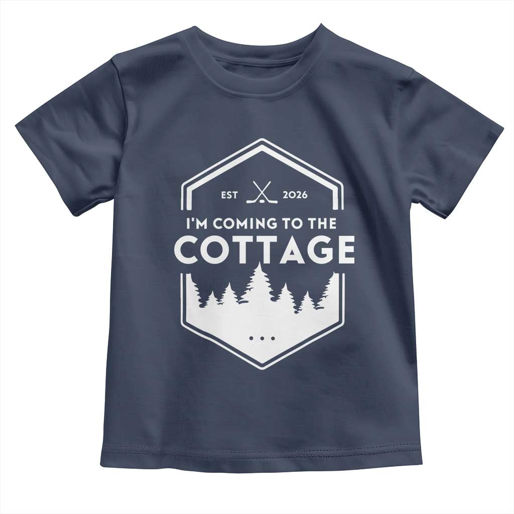 I'm Coming to the Cottage Toddler T Shirt Rustic Outdoor Retro Forest Hockey Romance TS02 Navy Print Your Wear