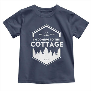 I'm Coming to the Cottage Toddler T Shirt Rustic Outdoor Retro Forest Hockey Romance TS02 Navy Print Your Wear