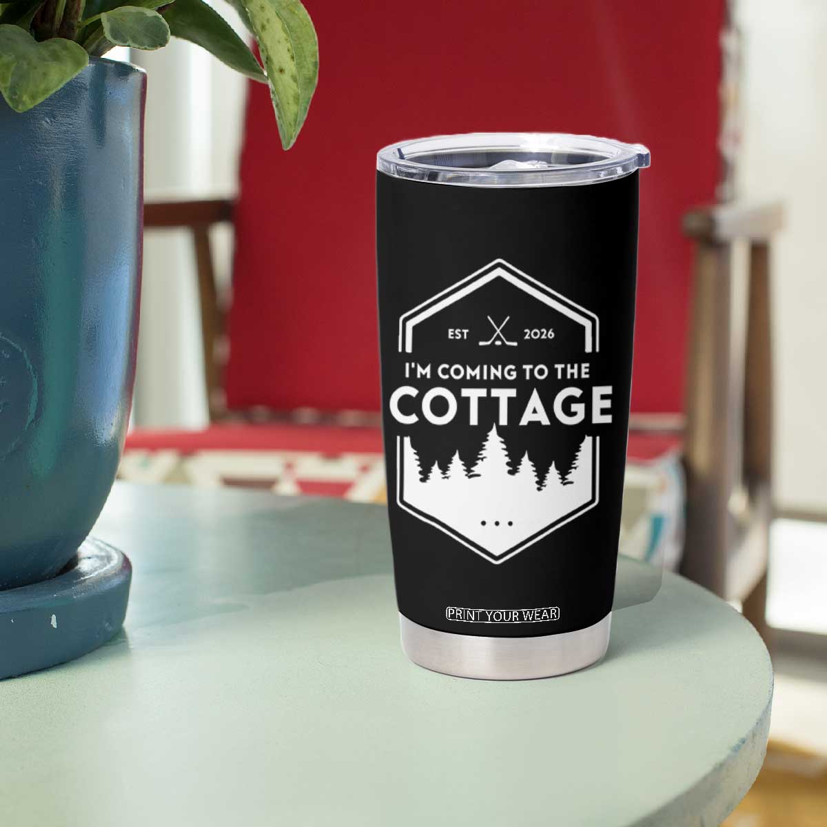I'm Coming to the Cottage Tumbler Cup Rustic Outdoor Retro Forest Hockey Romance TS02 Print Your Wear