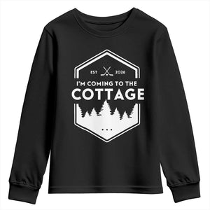 I'm Coming to the Cottage Youth Sweatshirt Rustic Outdoor Retro Forest Hockey Romance TS02 Black Print Your Wear