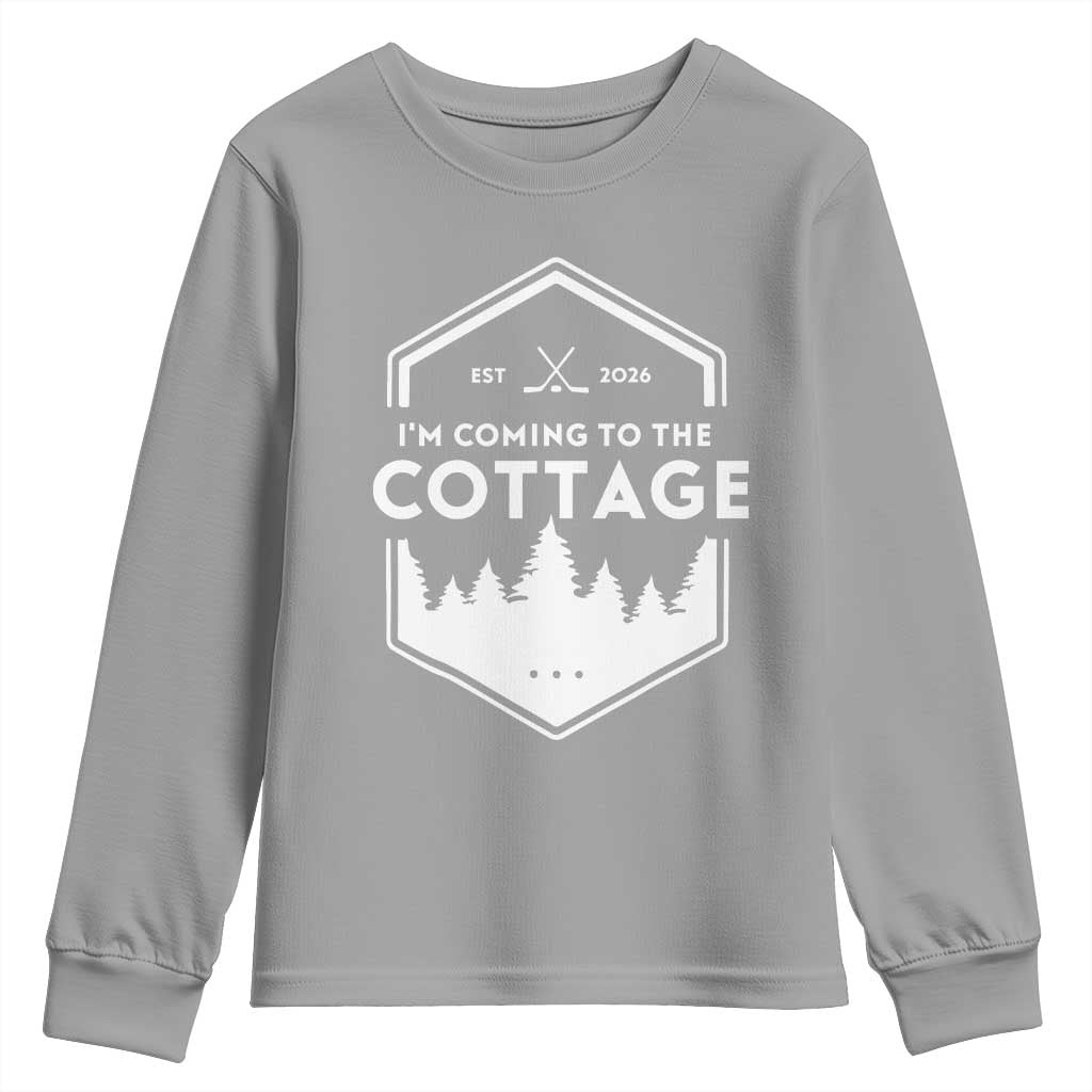 I'm Coming to the Cottage Youth Sweatshirt Rustic Outdoor Retro Forest Hockey Romance TS02 Sport Gray Print Your Wear