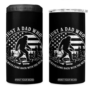 Just a Dad Who Came Back with the Milk 4 in 1 Can Cooler Tumbler Funny Bigfoot Father's Day Sasquatch TS02 One Size: 16 oz Black Print Your Wear