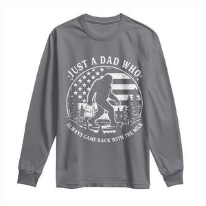 Just a Dad Who Came Back with the Milk Long Sleeve Shirt Funny Bigfoot Father's Day Sasquatch TS02 Charcoal Print Your Wear