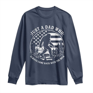 Just a Dad Who Came Back with the Milk Long Sleeve Shirt Funny Bigfoot Father's Day Sasquatch TS02 Navy Print Your Wear