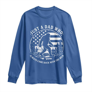 Just a Dad Who Came Back with the Milk Long Sleeve Shirt Funny Bigfoot Father's Day Sasquatch TS02 Royal Blue Print Your Wear