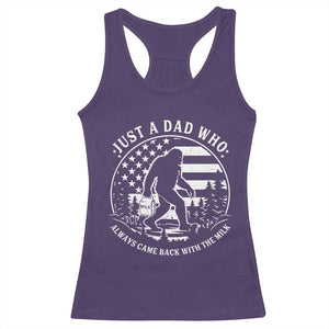 Just a Dad Who Came Back with the Milk Racerback Tank Top Funny Bigfoot Father's Day Sasquatch TS02 Purple Print Your Wear