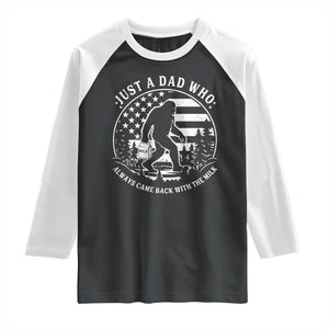 Just a Dad Who Came Back with the Milk Raglan Shirt Funny Bigfoot Father's Day Sasquatch TS02 Black White Print Your Wear
