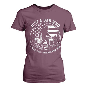 Just a Dad Who Came Back with the Milk T Shirt For Women Funny Bigfoot Father's Day Sasquatch TS02 Maroon Print Your Wear