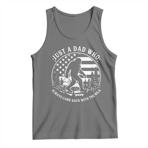 Just a Dad Who Came Back with the Milk Tank Top Funny Bigfoot Father's Day Sasquatch TS02 Black Heather Print Your Wear