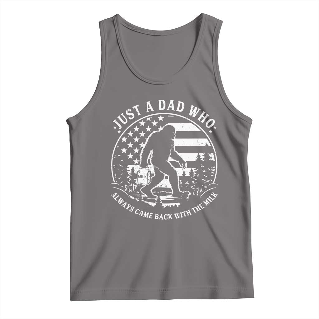 Just a Dad Who Came Back with the Milk Tank Top Funny Bigfoot Father's Day Sasquatch TS02 Deep Heather Print Your Wear