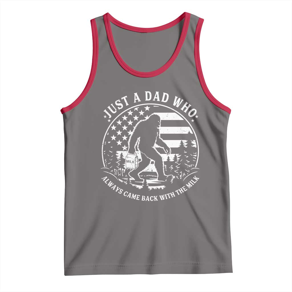 Just a Dad Who Came Back with the Milk Tank Top Funny Bigfoot Father's Day Sasquatch TS02 Deep Heather Red Print Your Wear