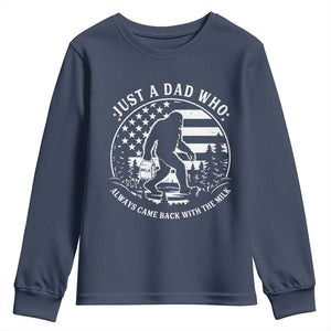 Just a Dad Who Came Back with the Milk Youth Sweatshirt Funny Bigfoot Father's Day Sasquatch TS02 Navy Print Your Wear