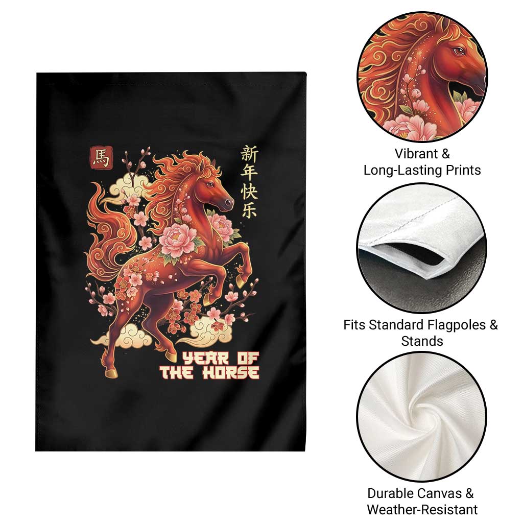 Year of the Horse Chinese New Year Garden Flag Floral Zodiac Horse Lunar Festival TS02 Print Your Wear