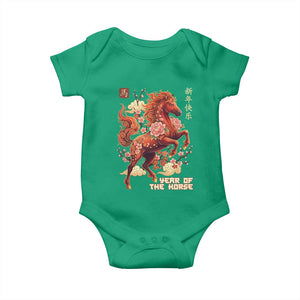 Year of the Horse Chinese New Year Baby Onesie Floral Zodiac Horse Lunar Festival TS02 Irish Green Print Your Wear