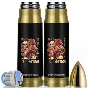 Year of the Horse Chinese New Year Bullet Tumbler Floral Zodiac Horse Lunar Festival TS02 Black Print Your Wear
