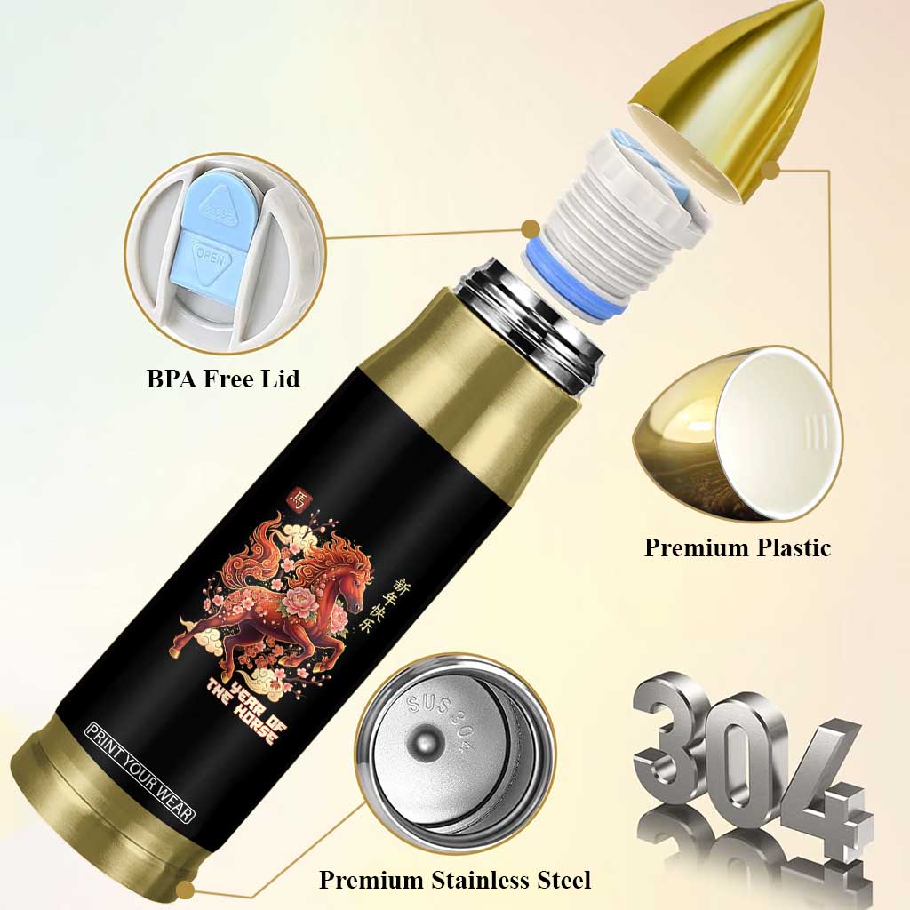 Year of the Horse Chinese New Year Bullet Tumbler Floral Zodiac Horse Lunar Festival TS02 Print Your Wear