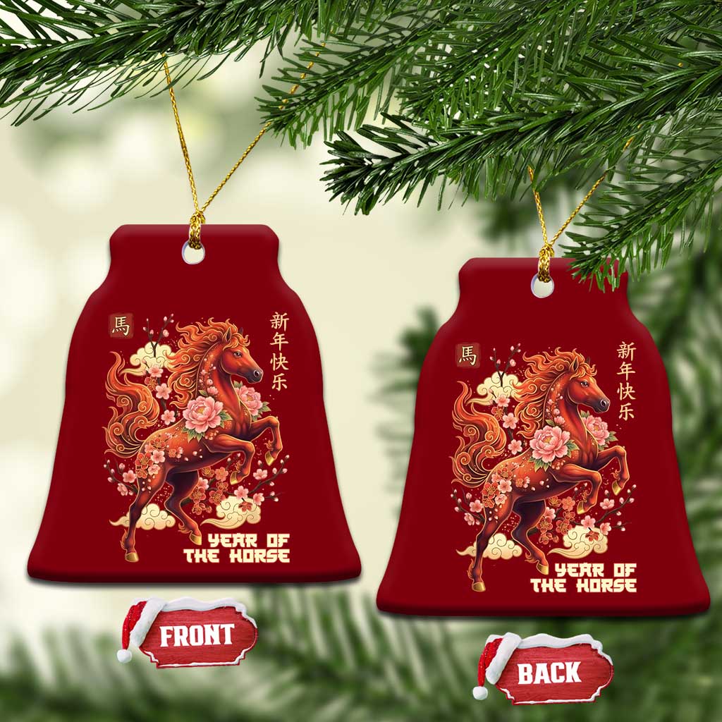 Year of the Horse Chinese New Year Ceramic Ornament Floral Zodiac Horse Lunar Festival TS02 Print Your Wear