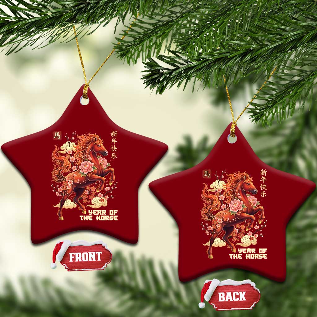 Year of the Horse Chinese New Year Ceramic Ornament Floral Zodiac Horse Lunar Festival TS02 Print Your Wear