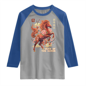 Year of the Horse Chinese New Year Raglan Shirt Floral Zodiac Horse Lunar Festival TS02 Sport Gray Royal Print Your Wear