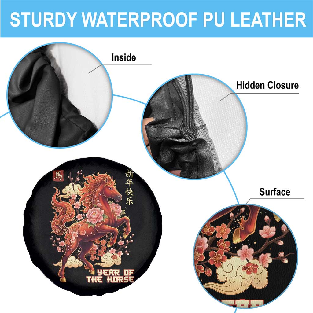 Year of the Horse Chinese New Year Spare Tire Cover Floral Zodiac Horse Lunar Festival TS02 Print Your Wear